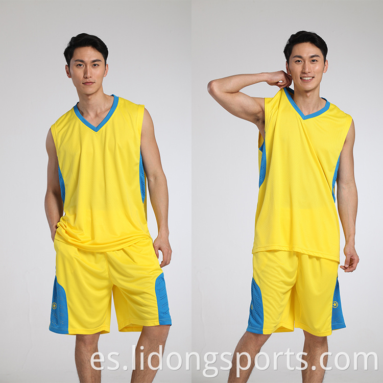 Logotipo personalizado Jersey amarillo Uniforme de baloncesto blanco con bajo precio